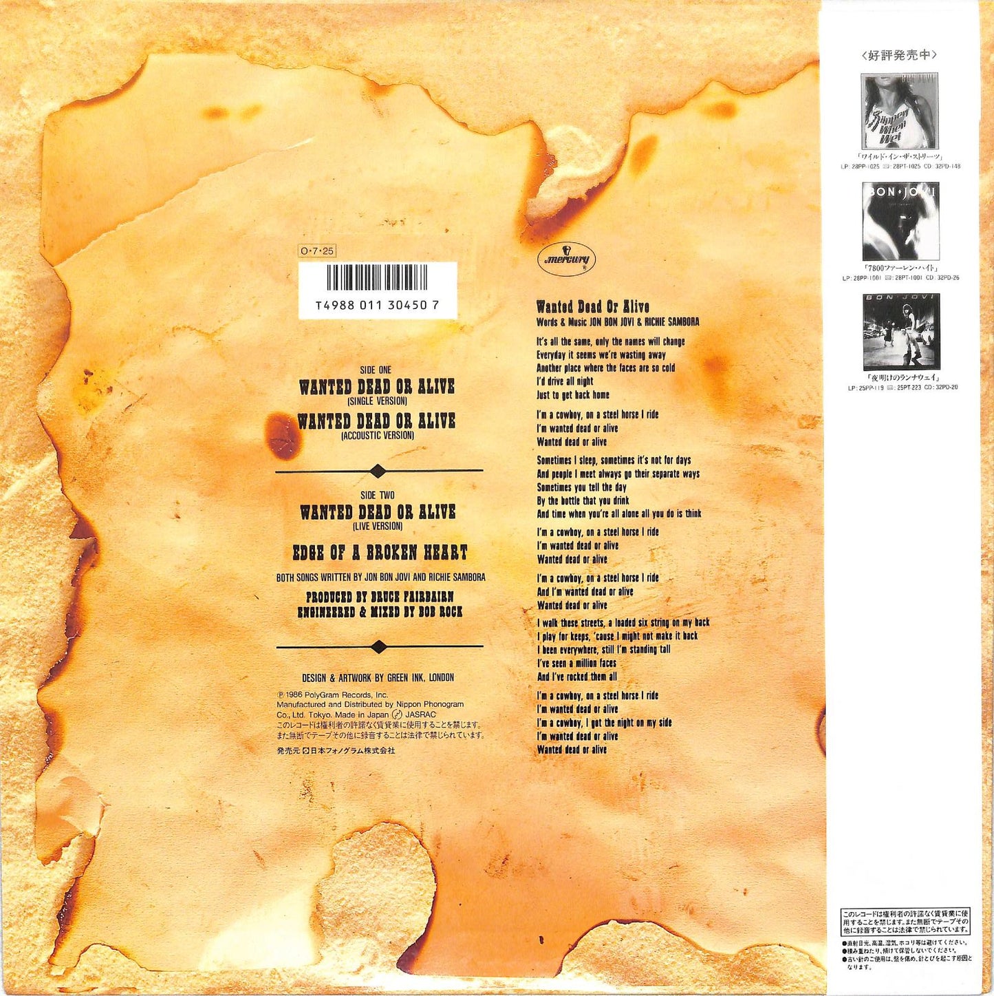 BON JOVI - Wanted Dead Or Alive