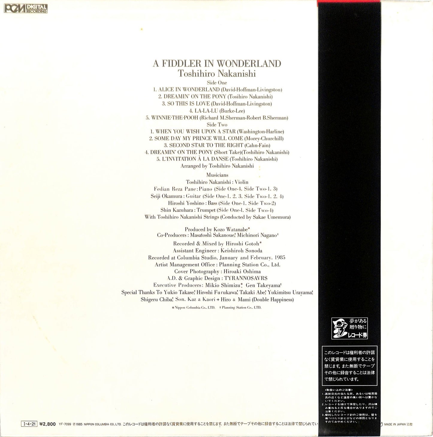 TOSHIHIRO NAKANISHI - A Fiddler In Wonderland