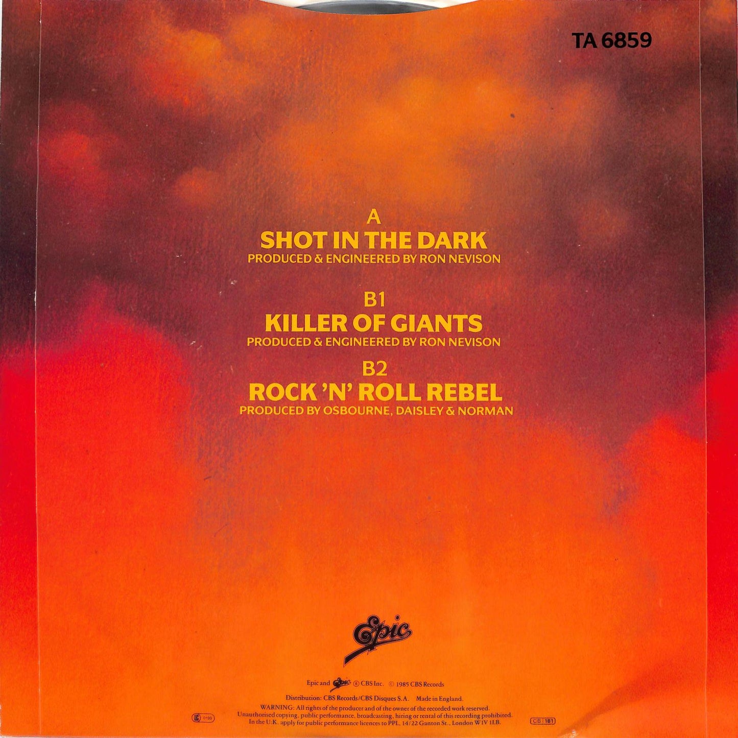 OZZY OSBOURNE - Shot In The Dark
