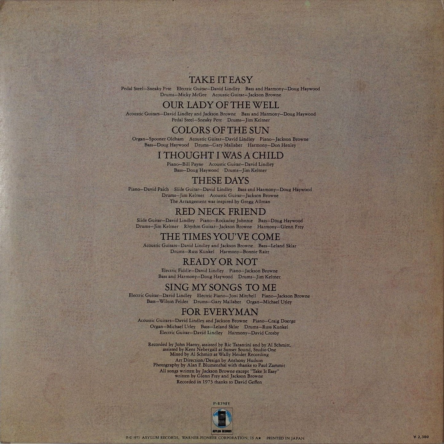 JACKSON BROWNE - For Everyman