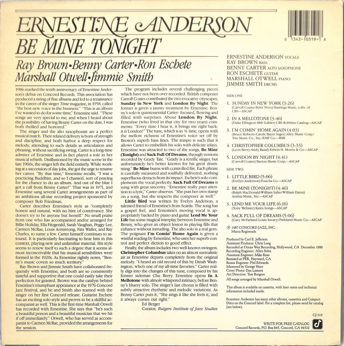 ERNESTINE ANDERSON - Be Mine Tonight