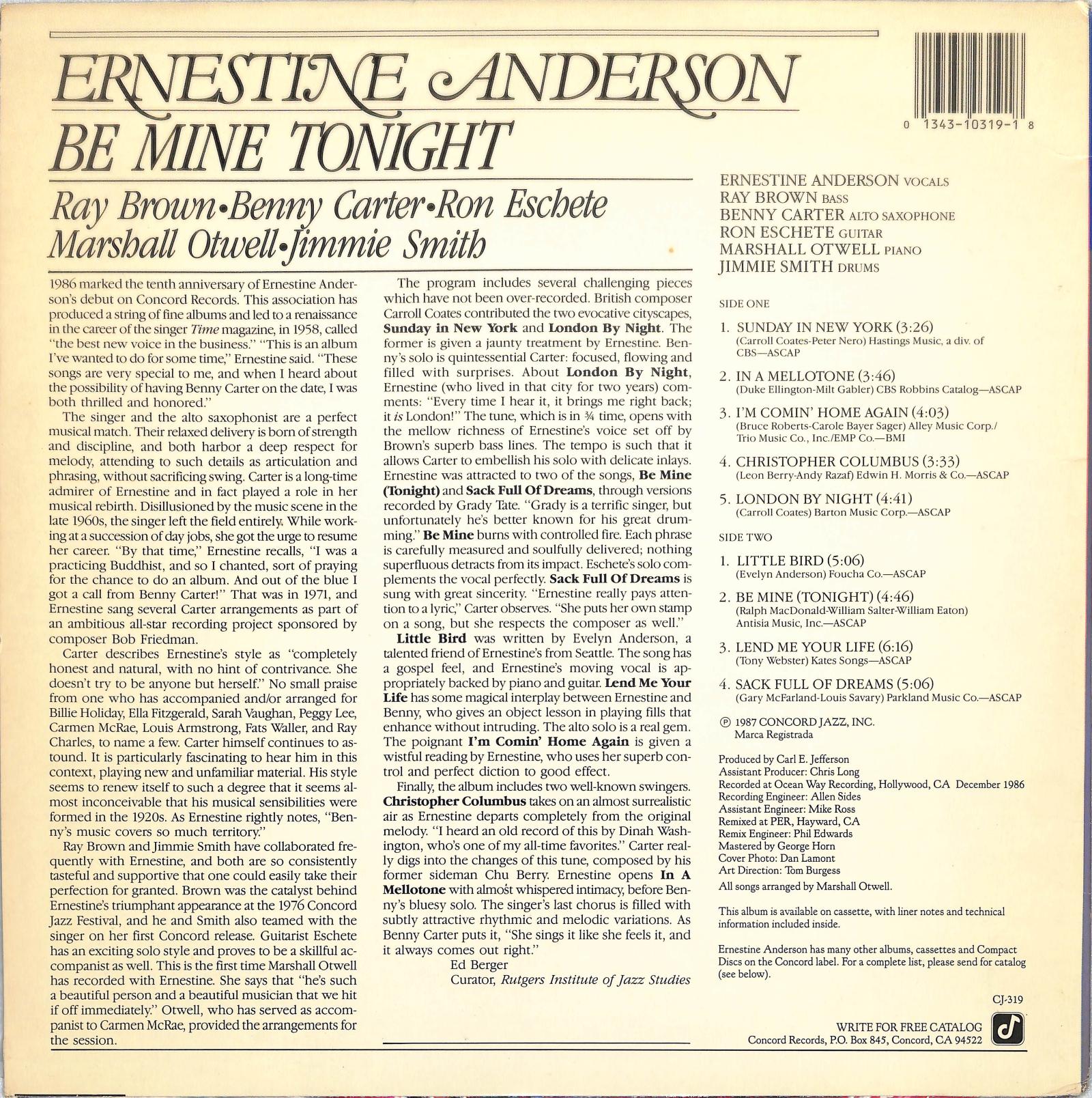 ERNESTINE ANDERSON - Be Mine Tonight