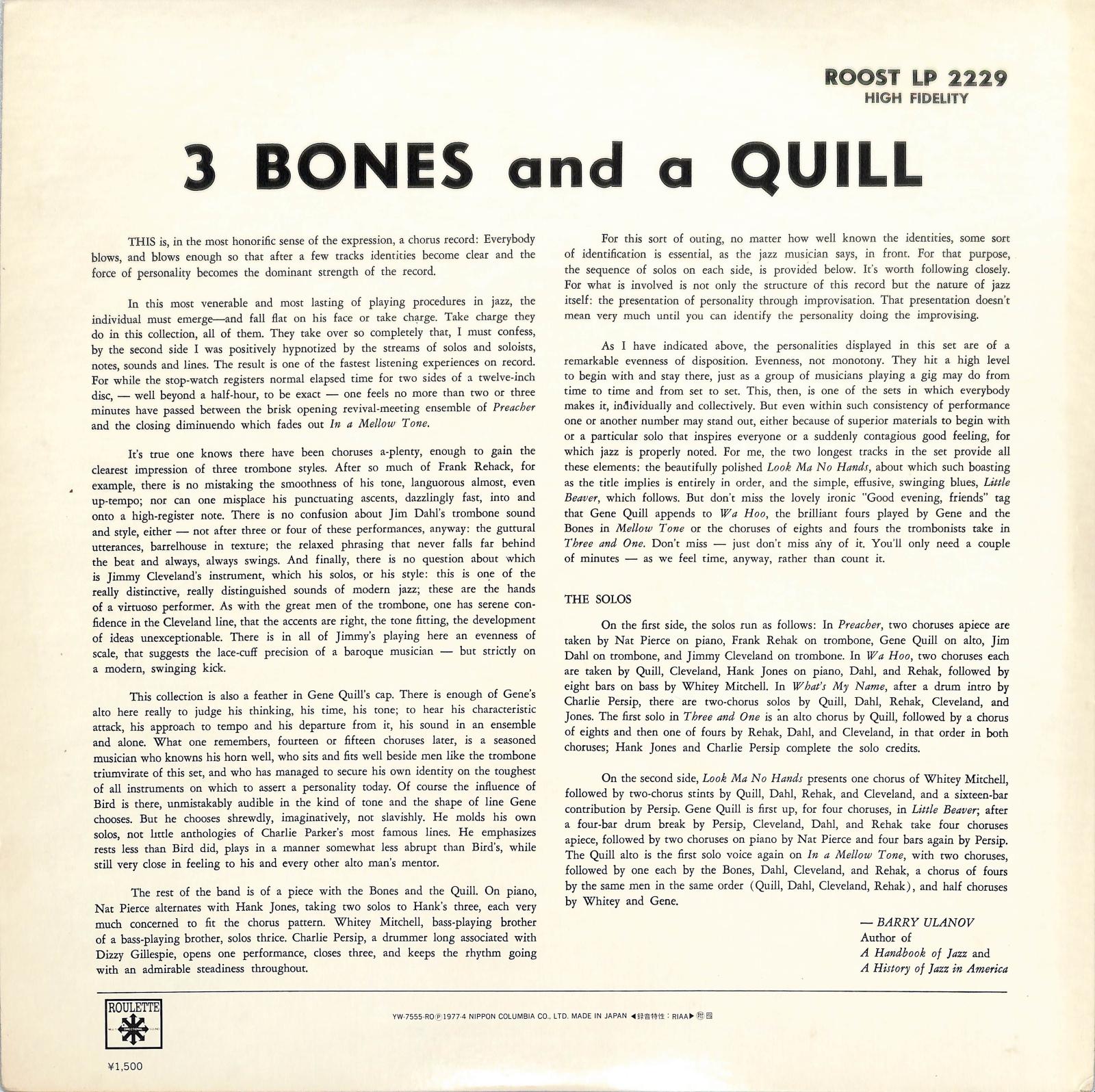 GENE QUILL - 3 Bones And A Quill
