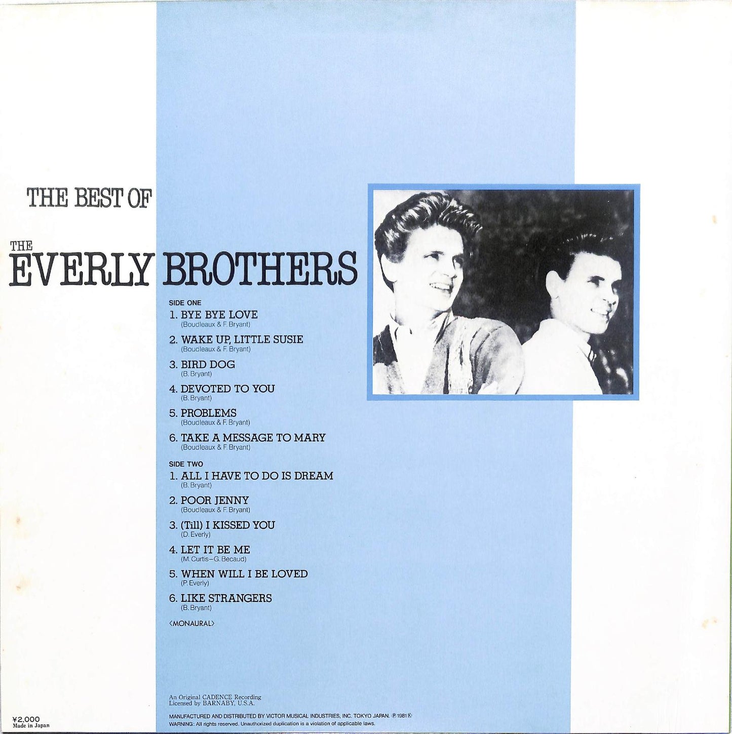 THE EVERLY BROTHERS - The Best Of The Everly Brothers