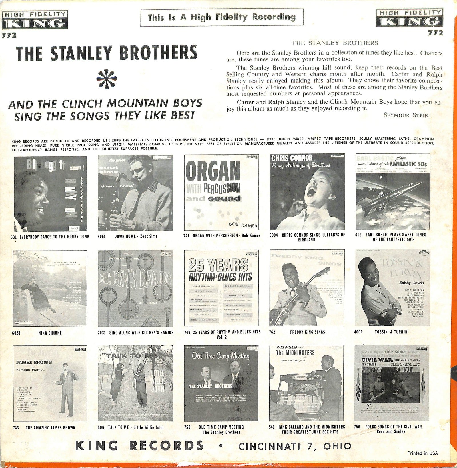 STANLEY BROTHERS AND THE CLINCH MOUNTAIN BOYS - Sing The Songs They Like Best