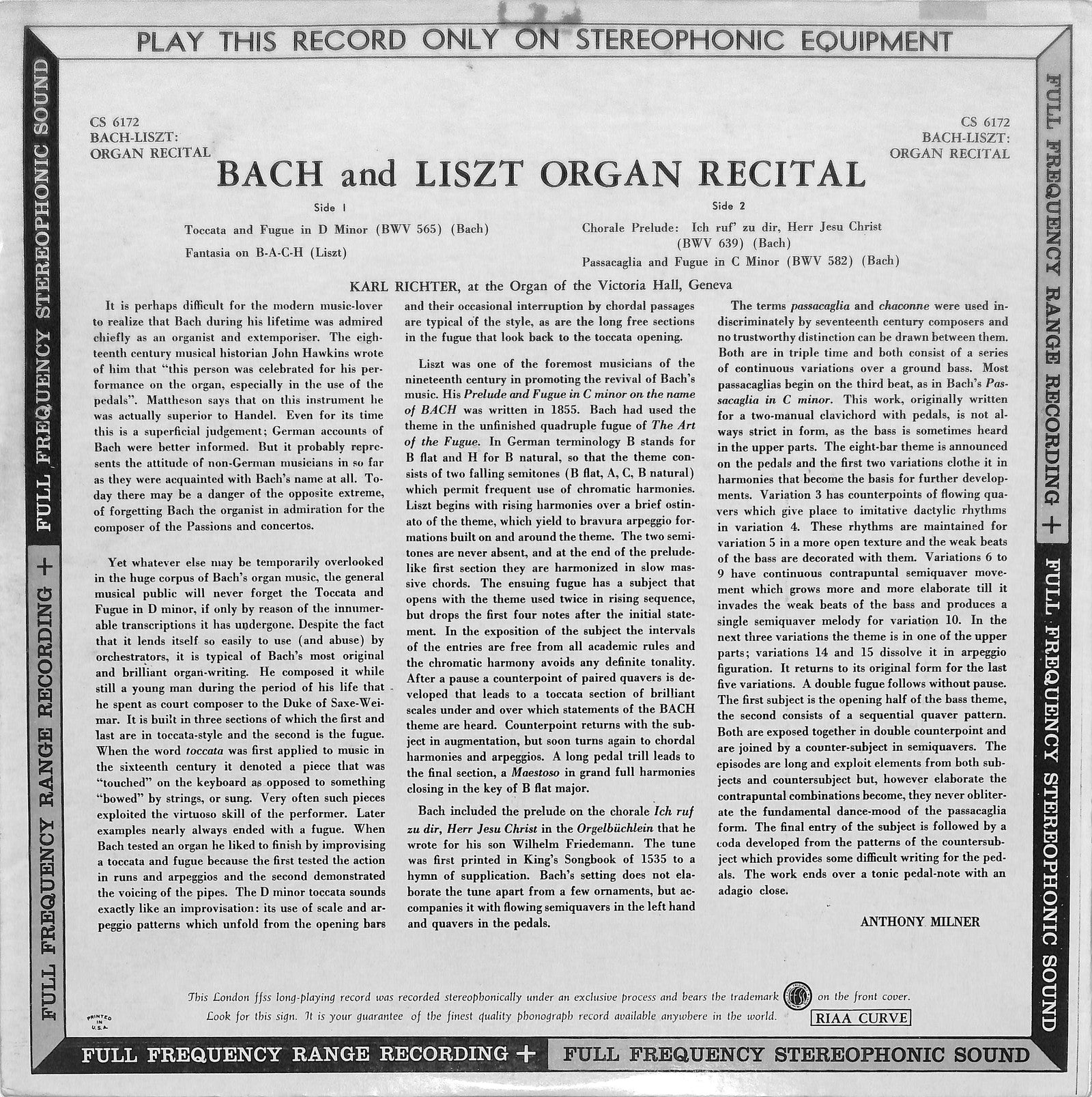 KARL RICHTER - Bach and Liszt Organ Recital