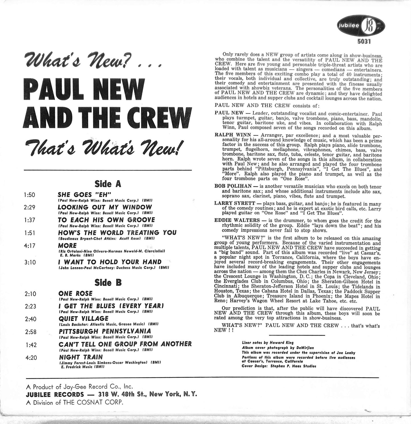 PAUL AND THE NEW CREW - What's New?, That's What's New