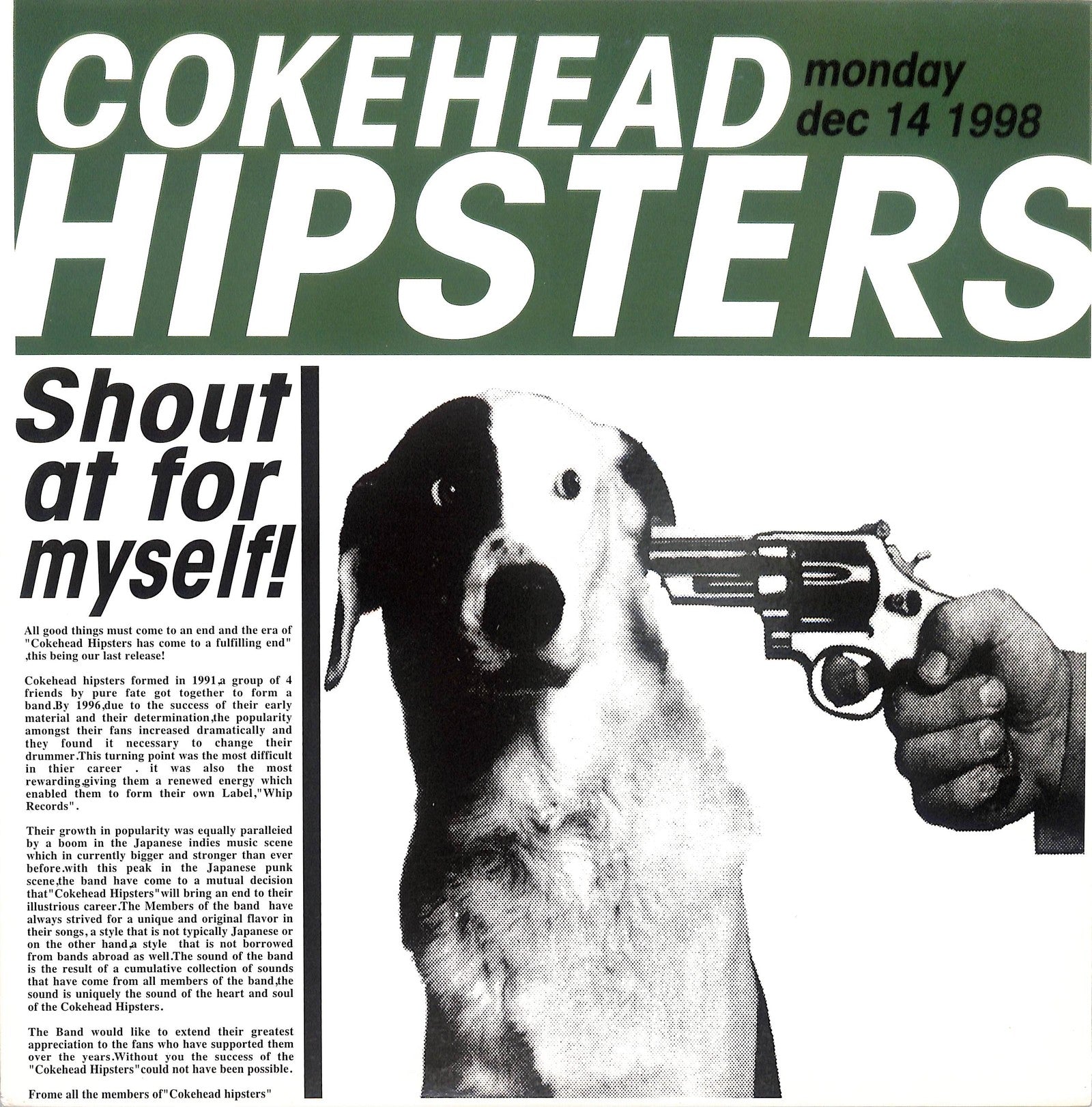 COKEHEAD HIPSTERS - Shout At For Myself!