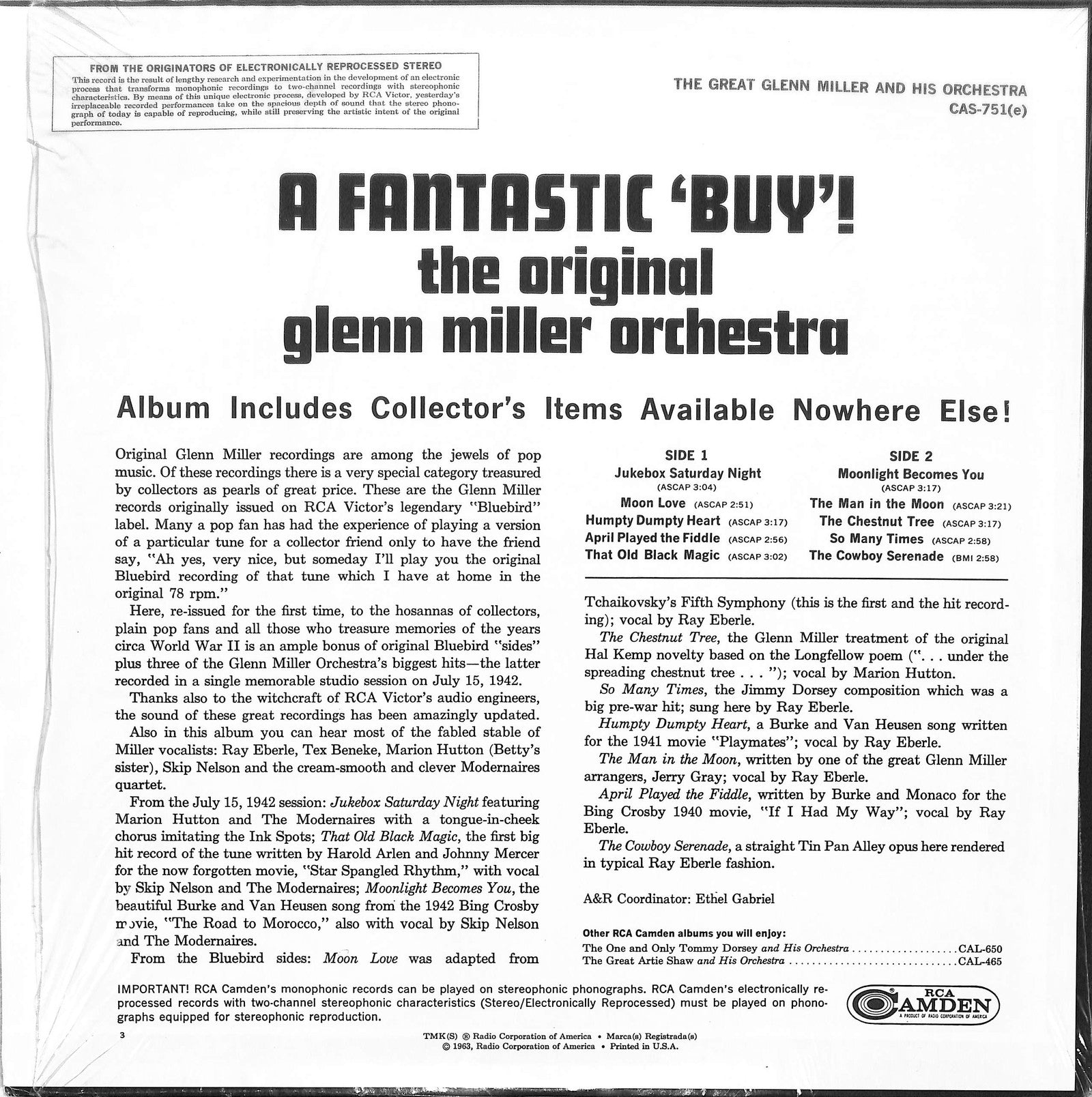 GLENN MILLER AND HIS ORCHESTRA - The Great Glenn Miller And His Orchestra