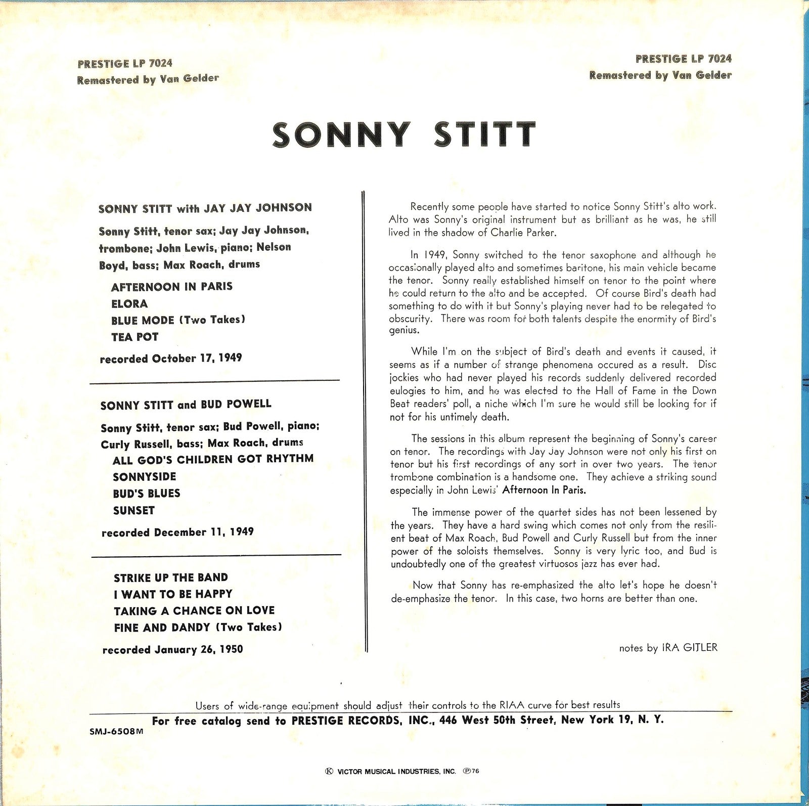 SONNY STITT / BUD POWELL / J.J. JOHNSON - Sonny Stitt / Bud Powell / J.J. Johnson