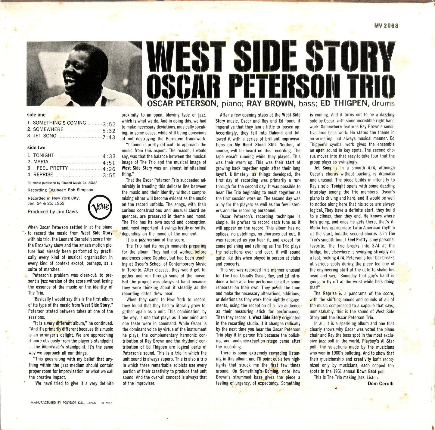 THE OSCAR PETERSON TRIO - West Side Story