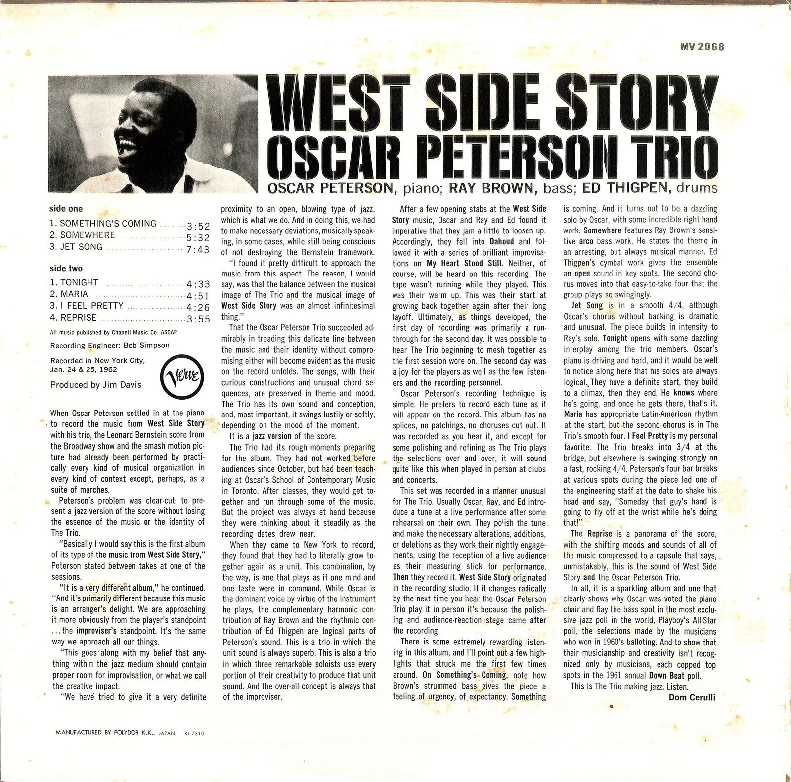 THE OSCAR PETERSON TRIO - West Side Story