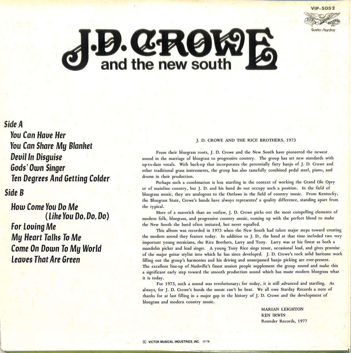 J.D. CROWE AND THE NEW SOUTH - J.D. Crowe And The New South