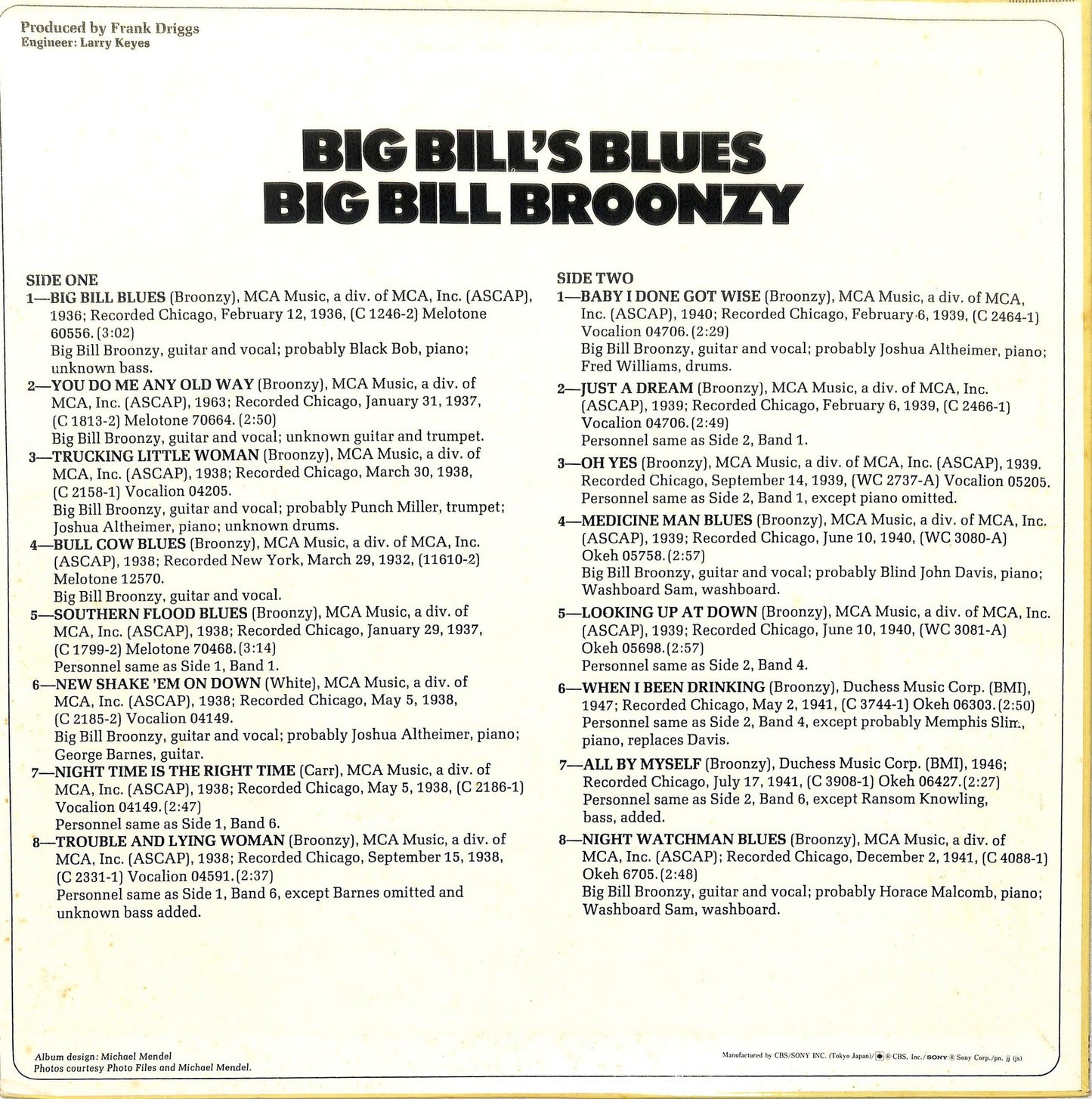 BIG BILL BROONZY - Big Bill's Blues