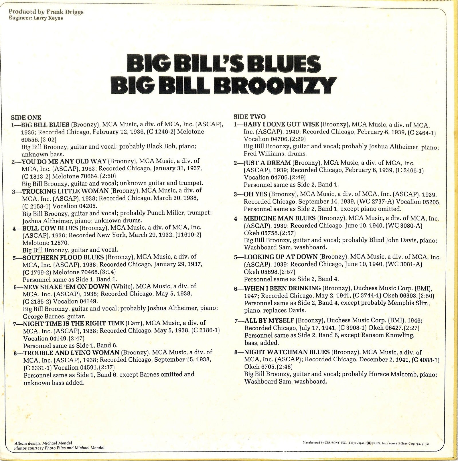 BIG BILL BROONZY - Big Bill's Blues