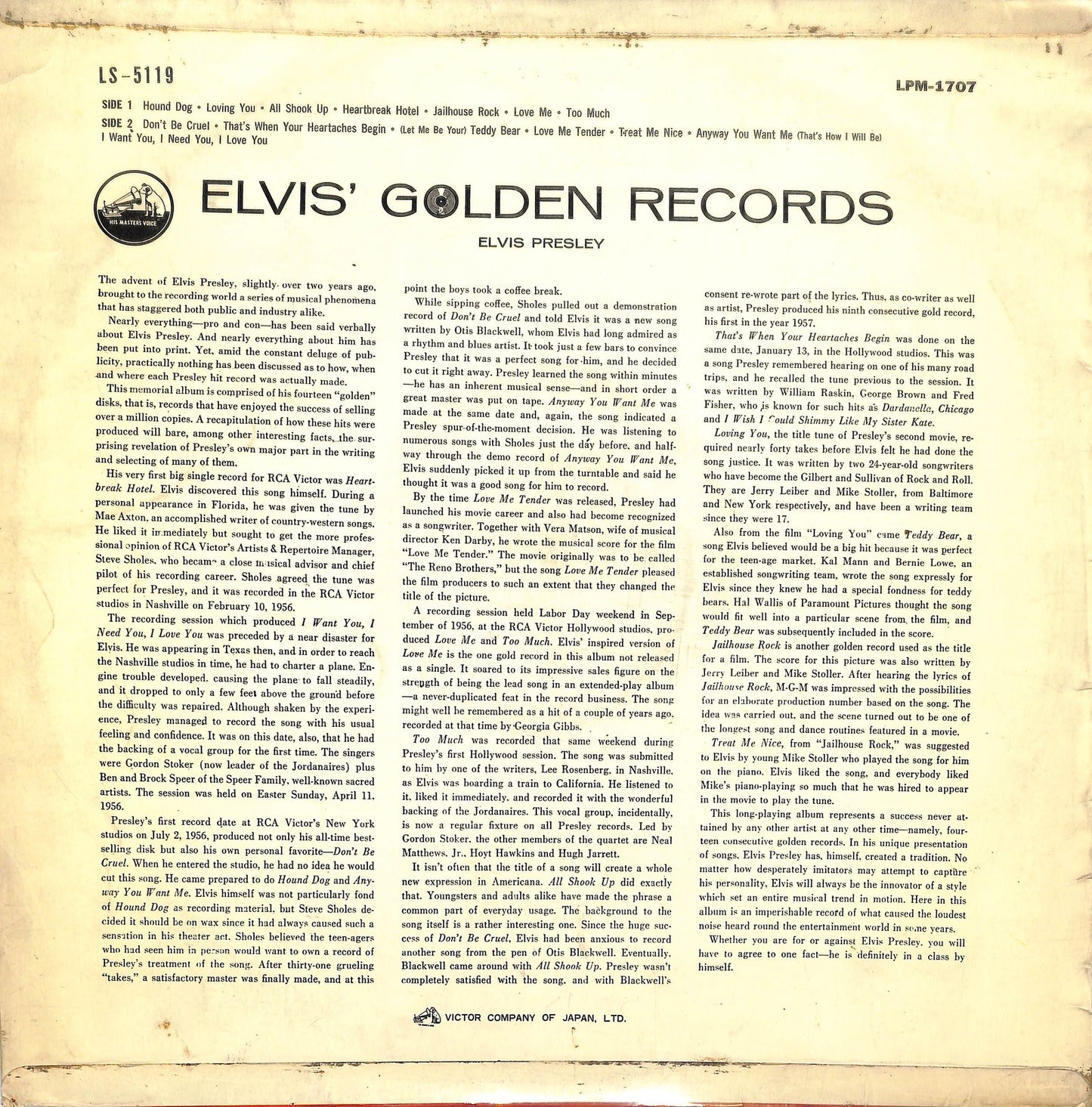 ELVIS PRESLEY - Elvis' Golden Records