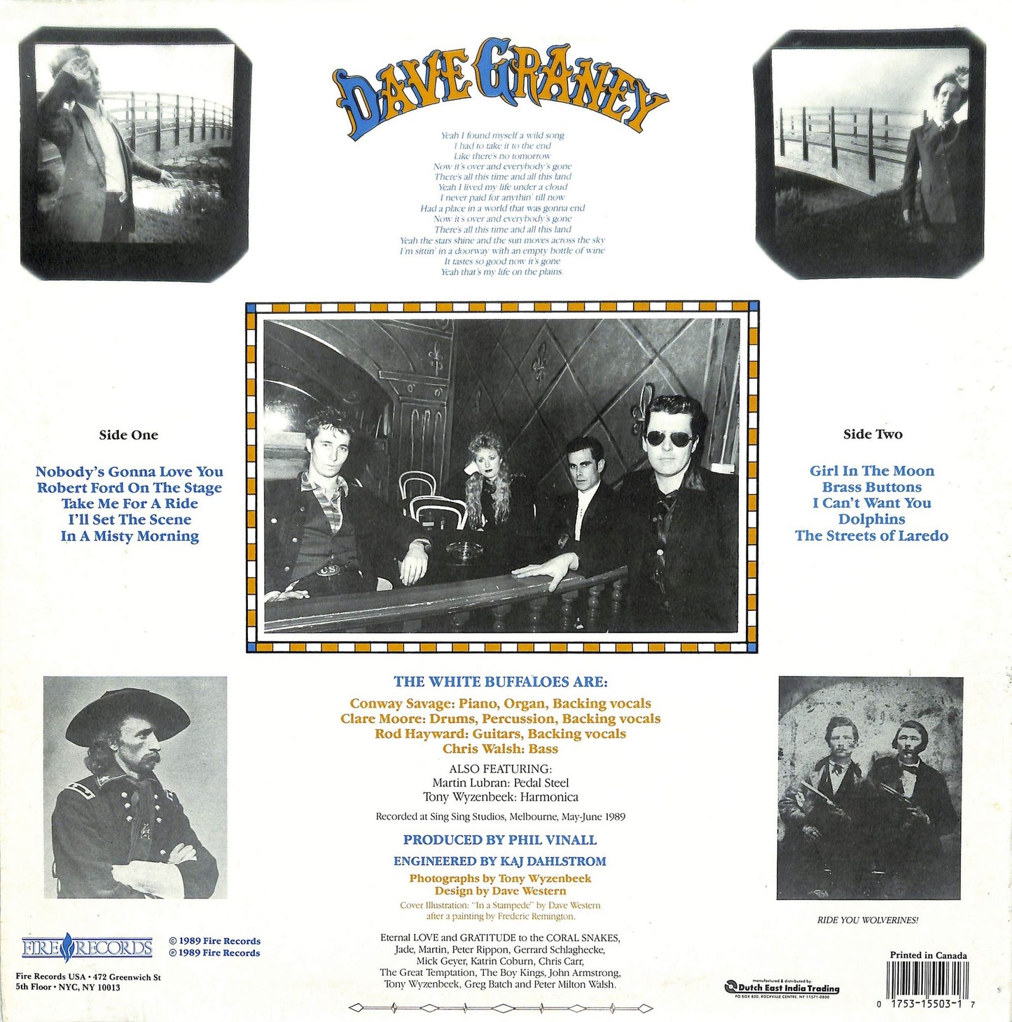 DAVE GRANEY WITH THE WHITE BUFFALOES - My Life On The Plains