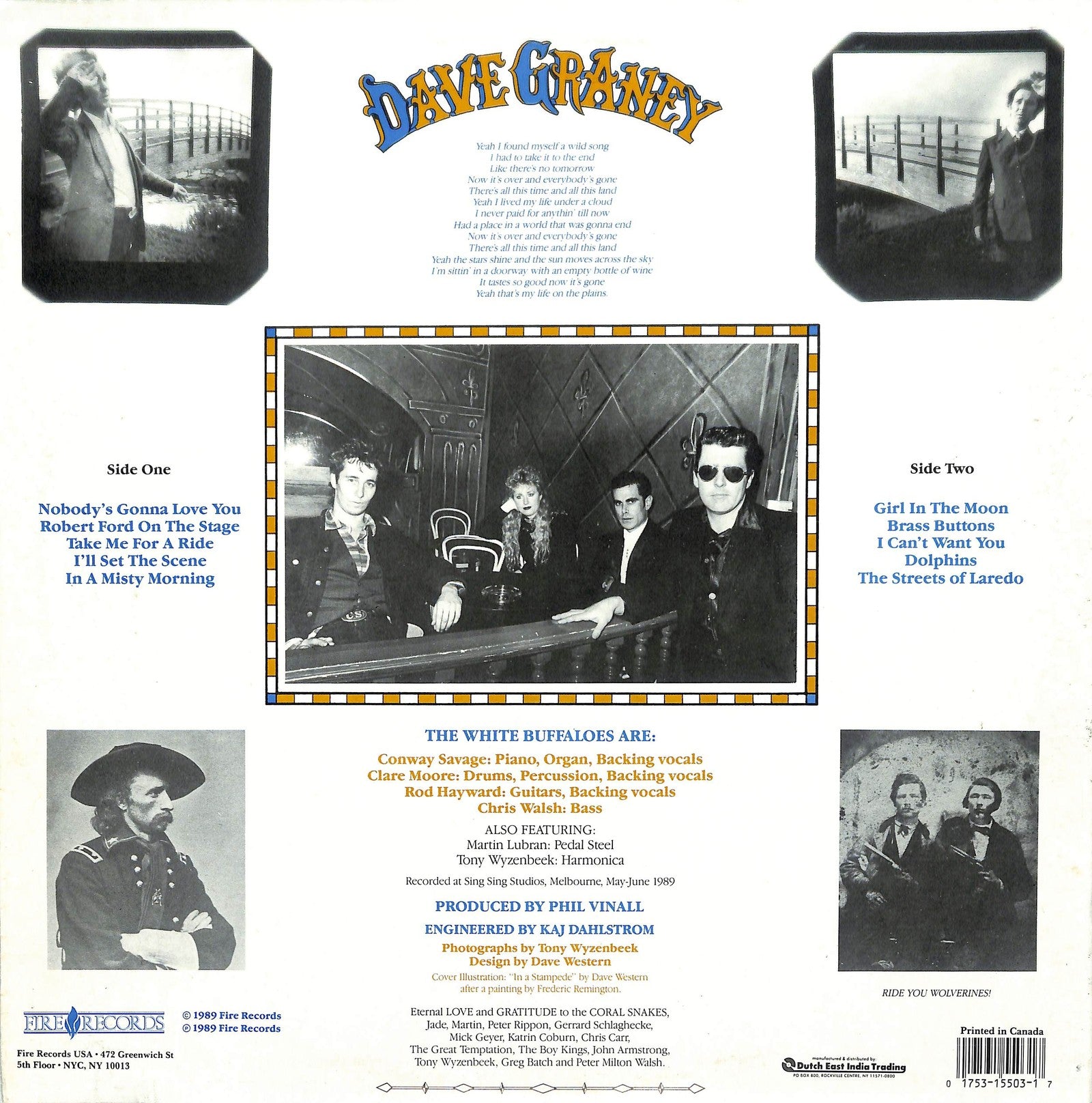 DAVE GRANEY WITH THE WHITE BUFFALOES - My Life On The Plains