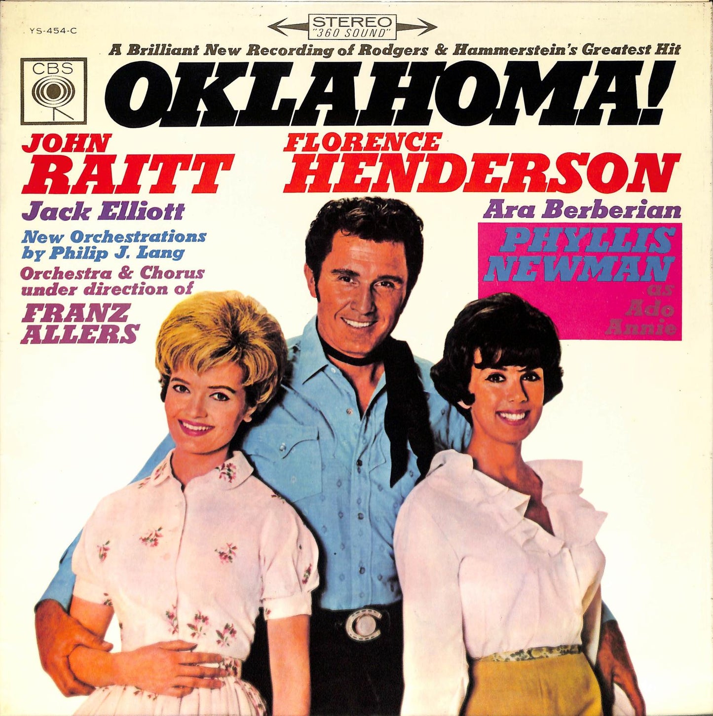 JOHN RAITT, FLORENCE HENDERSON, JACK ELIOTT, ARA BERBERIAN, PHYLLIS NEWMAN, FRANZ ALLERS – Oklahoma! cover