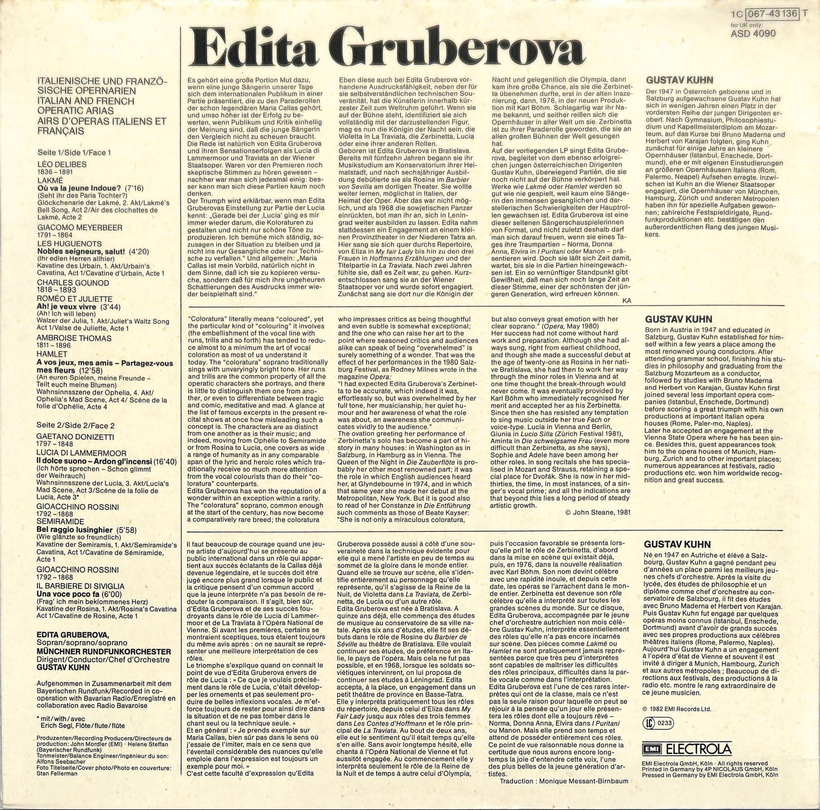 EDITA GRUBEROVA - French & Italian Opera Arias