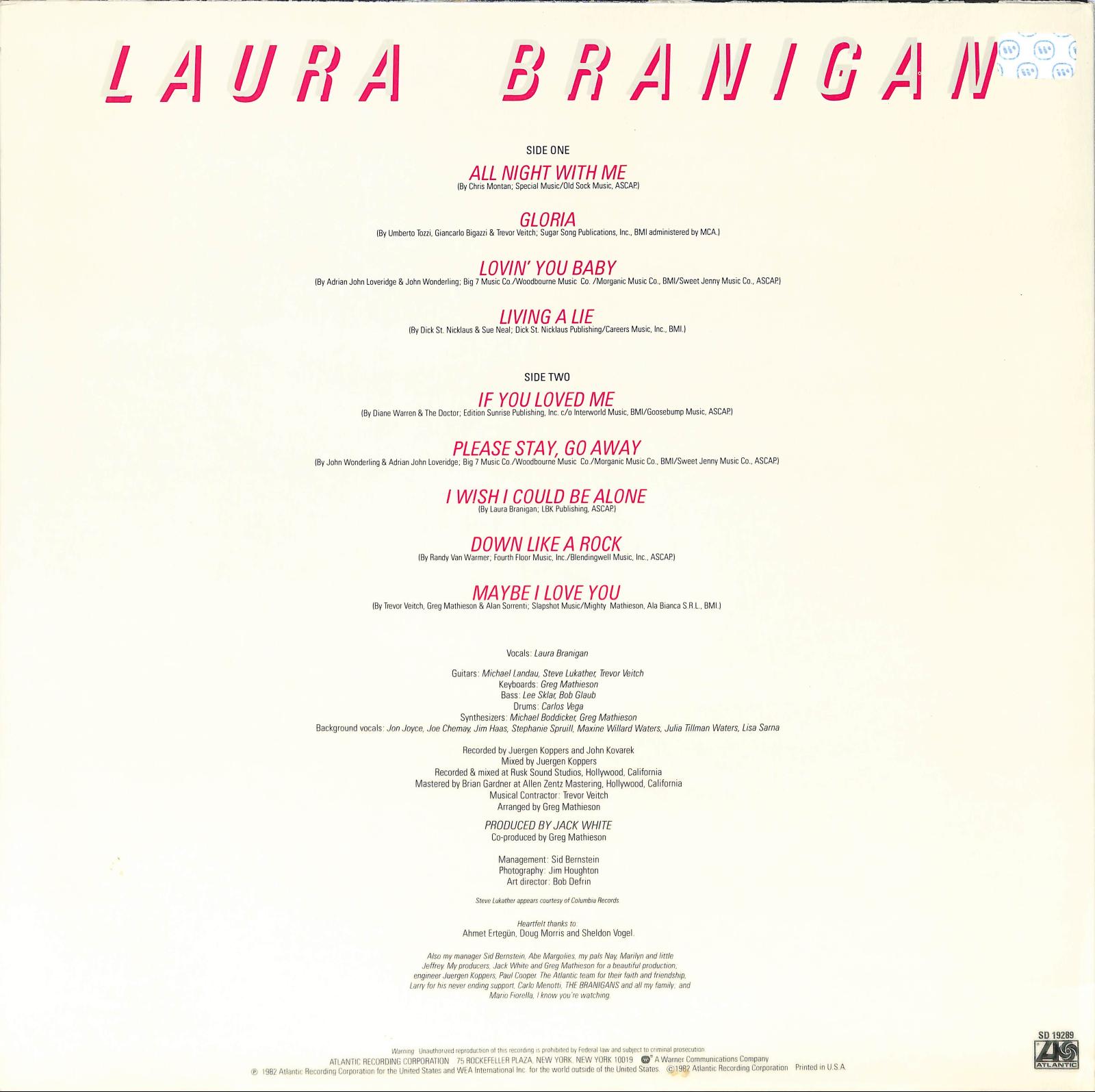 LAURA BRANIGAN - Branigan cover