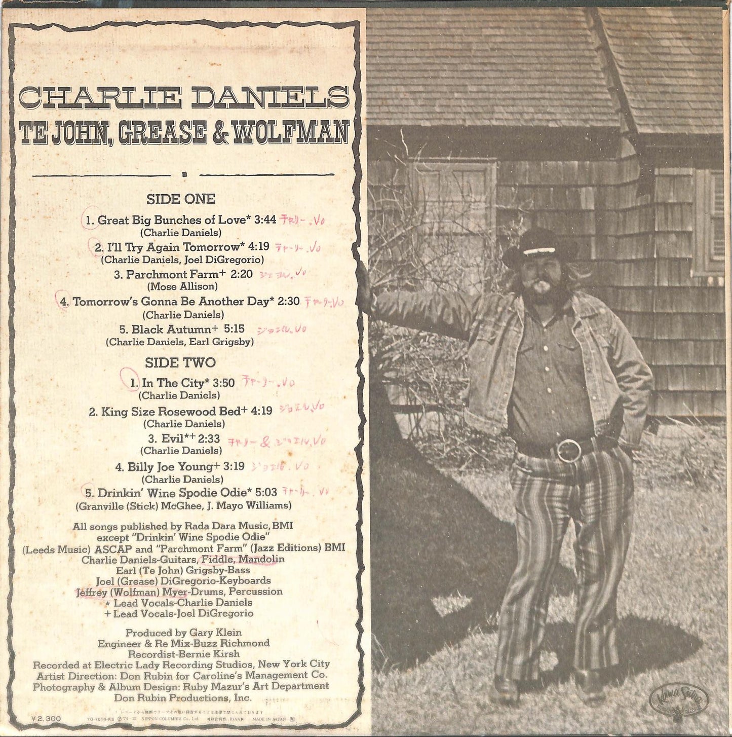 CHARLIE DANIELS - Te John, Grease & Wolfman