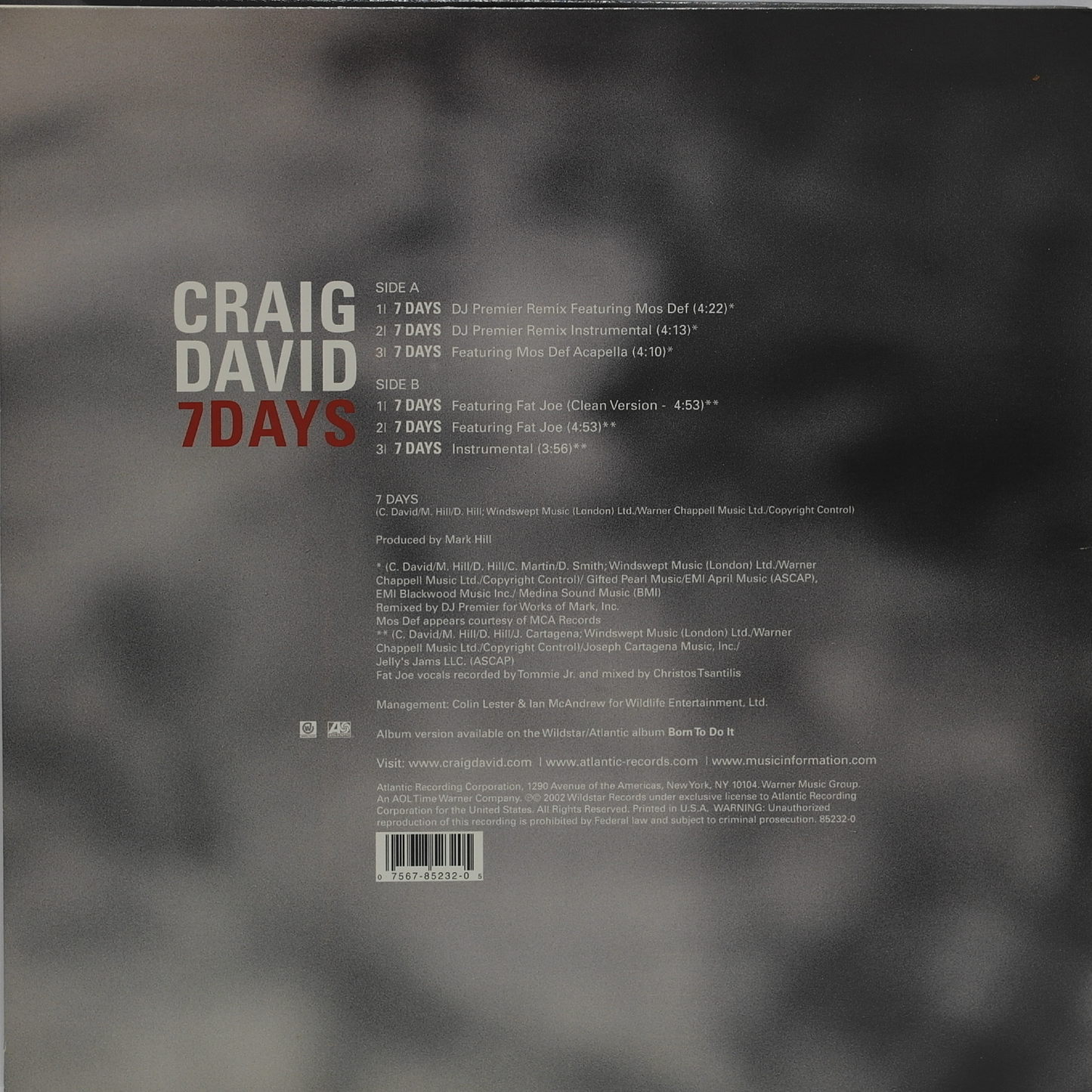 CRAIG DAVID - 7 Days (Single)